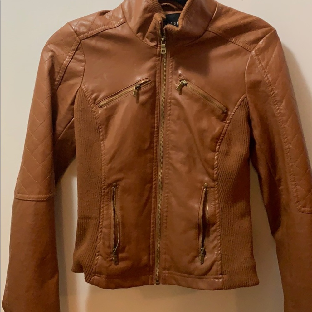 Faux leather brown jacket